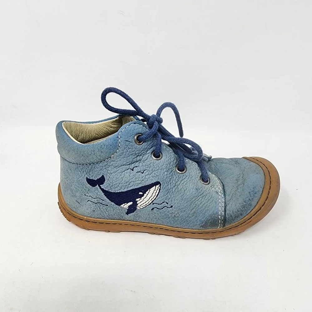 Ricosta Pepino Lucky Boys Sz EU23/US 6.5M Ankle Boots Whale Motif Blue Leather